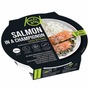SALMÓN EN SALSA DE CHAMPIÑONES Y ARROZ