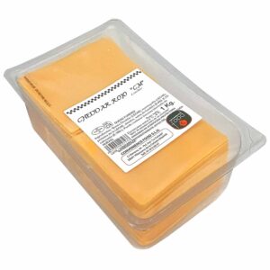 QUESO FUNDIDO CHEDDAR ROJO en lonchas (40% M.G./E.S.).