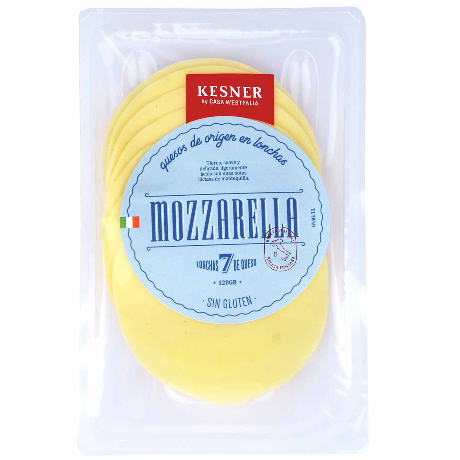 QUESO MOZZARELLA en lonchas 45% M.G./E.S.