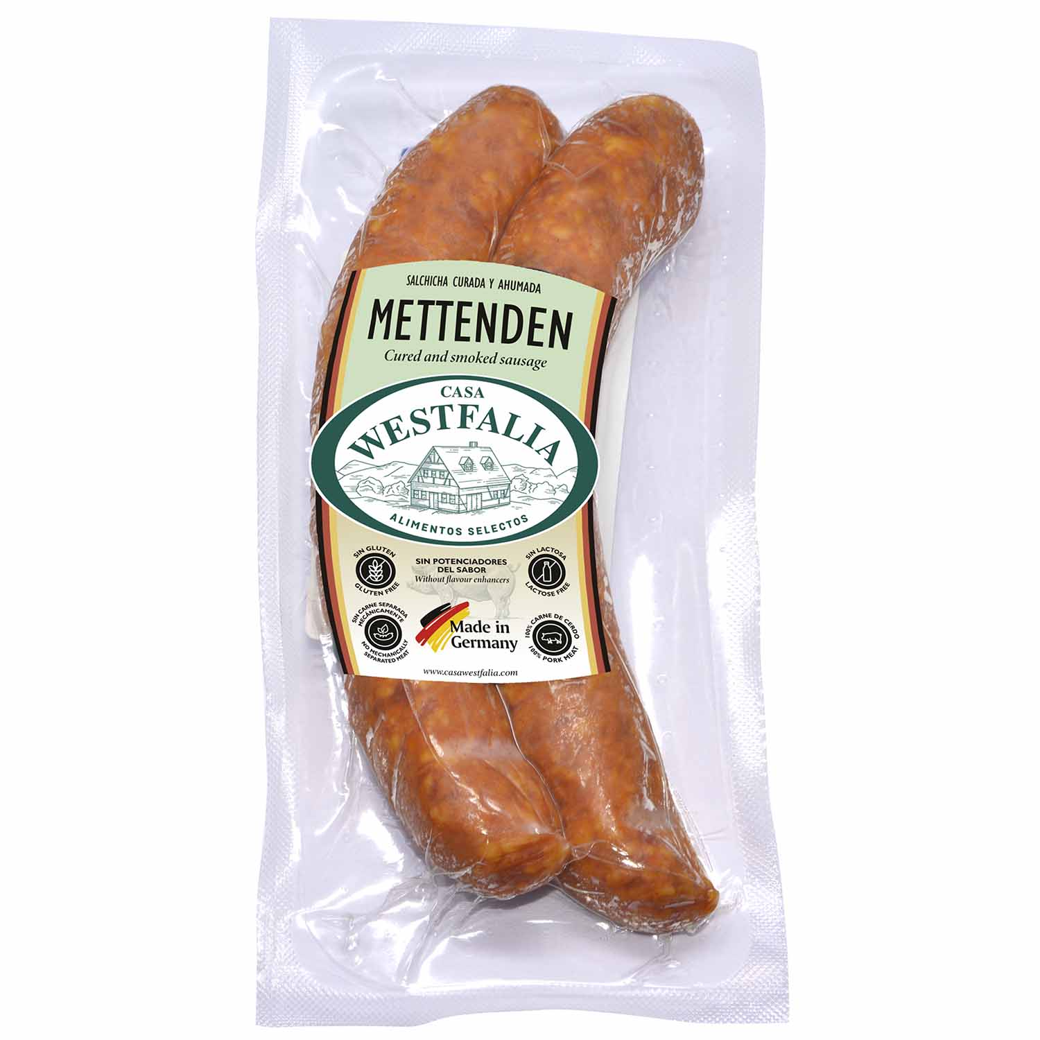 METTENDEN. SALCHICHA CURADA Y AHUMADA EN TRIPA NATURAL.