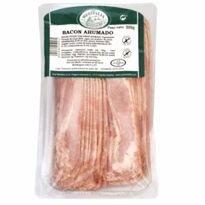 FIAMBRE DE BACON COCIDO SABOR AHUMADO. SIN CORTEZA NI TERNILLAS.