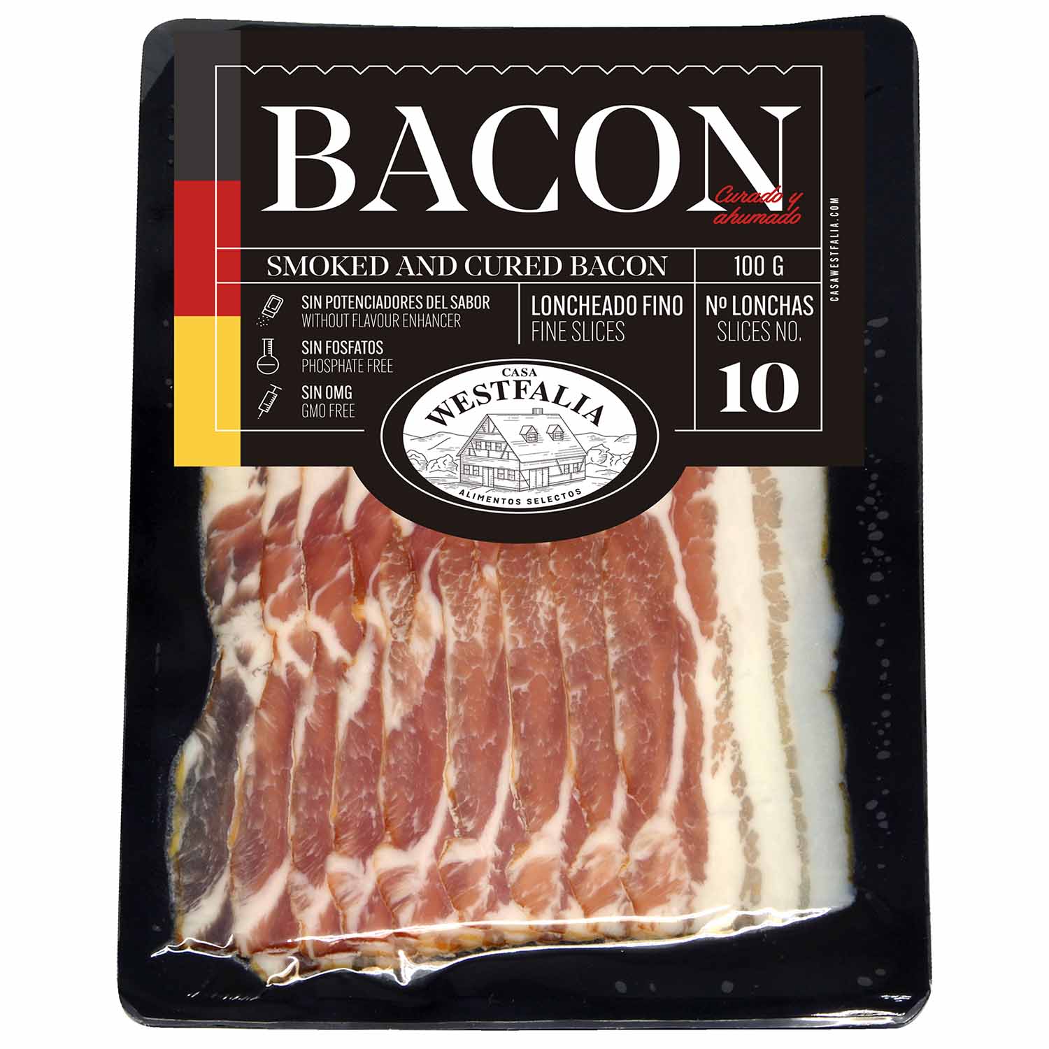 BACON CURADO Y AHUMADO. LONCHEADO 100 g