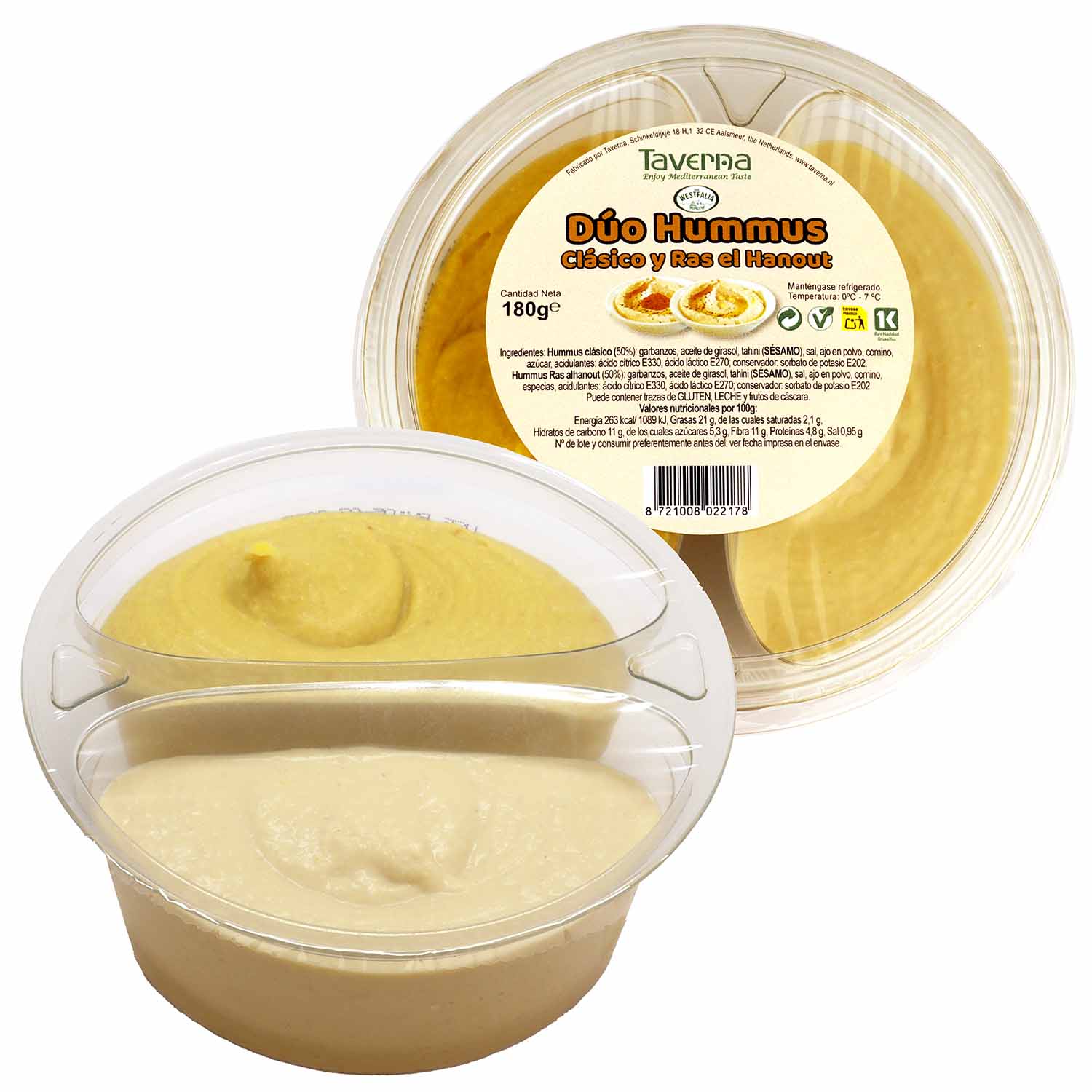 DÚO de HUMMUS: CLÁSICO y RAS EL HANOUT.