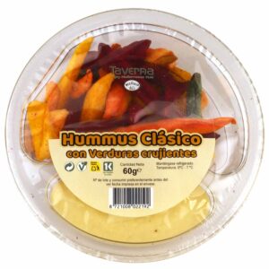 DÚO: HUMMUS CLÁSICO y PALITOS VERDURAS CRUJIENTES.