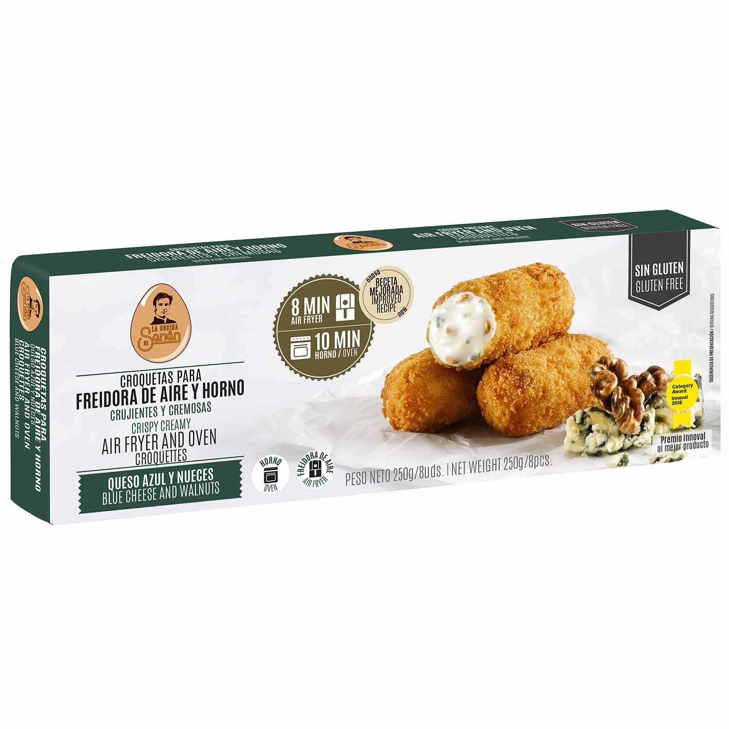 CROQUETAS DE QUESO AZUL Y NUECES PREFRITA ULTRACONGELADA. 250 g