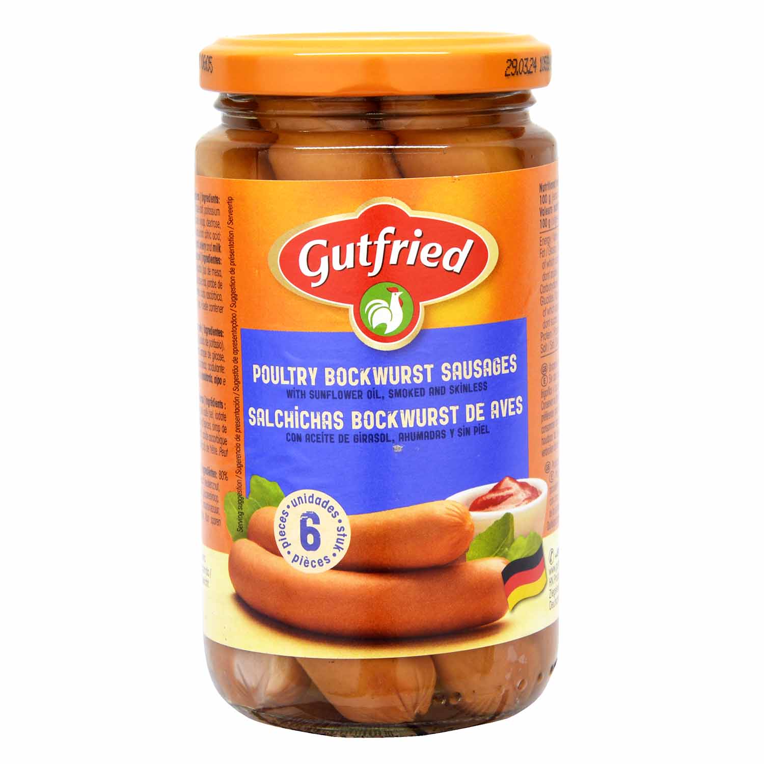 SALCHICHAS BOCKWURST de CARNE DE AVE (PAVO y POLLO)