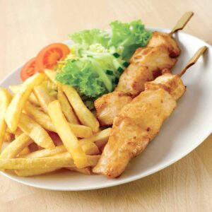 BROCHETA DE POLLO FRITO IQF 100 G APROX.